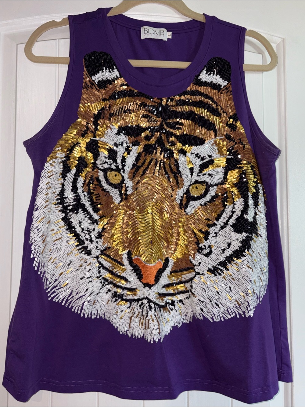 Purple Sequin Tiger Tank Top
